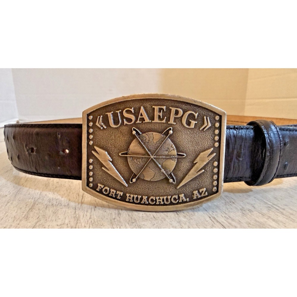 Vintage US Army USAEPG Fort Huachuca AZ Pewter Belt Buckle Walter Cribbins LTD